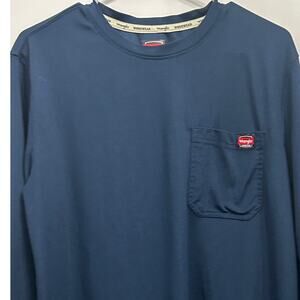 Wrangler Workwear Navy Long Sleeve Tech Shirt Mens Medium Pocket Tee